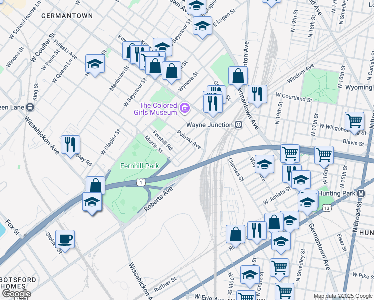 map of restaurants, bars, coffee shops, grocery stores, and more near 348 Berkley Street in Philadelphia