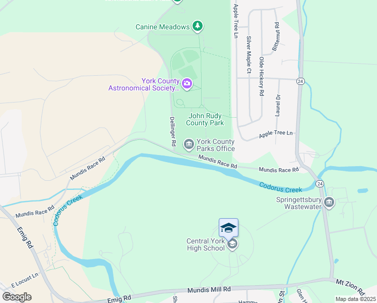 map of restaurants, bars, coffee shops, grocery stores, and more near 400 Mundis Race Road in York