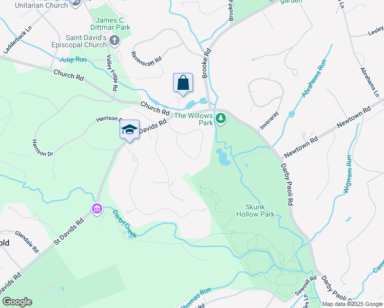 map of restaurants, bars, coffee shops, grocery stores, and more near 421 Round Hill Road in Wayne