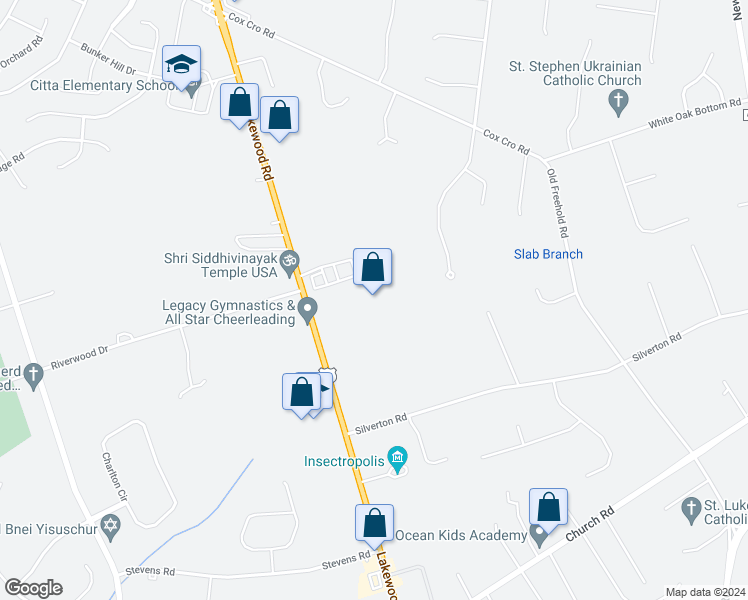 map of restaurants, bars, coffee shops, grocery stores, and more near 1889 U.S. 9 in Toms River