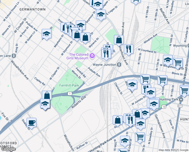 map of restaurants, bars, coffee shops, grocery stores, and more near 308 Berkley Street in Philadelphia
