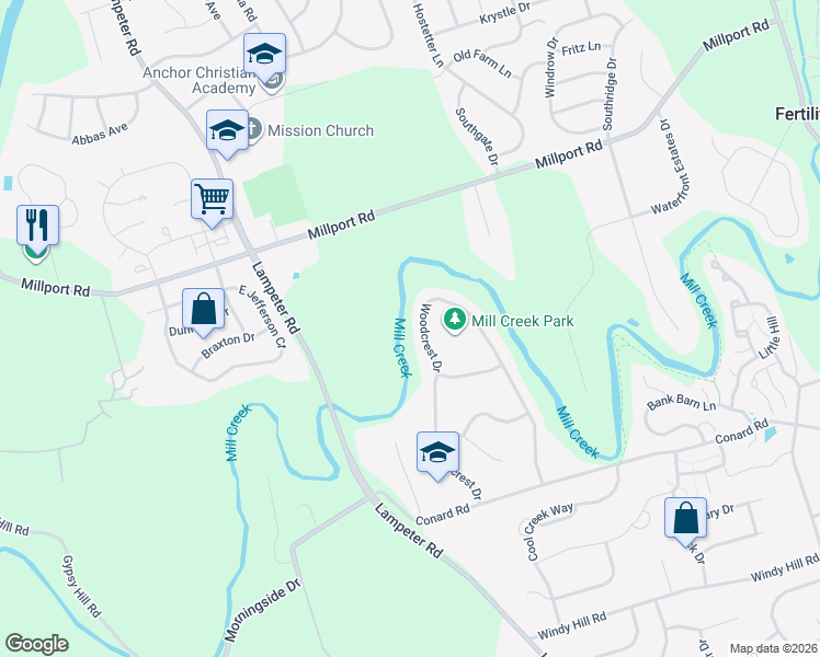 map of restaurants, bars, coffee shops, grocery stores, and more near 308 Woodcrest Drive in Lancaster