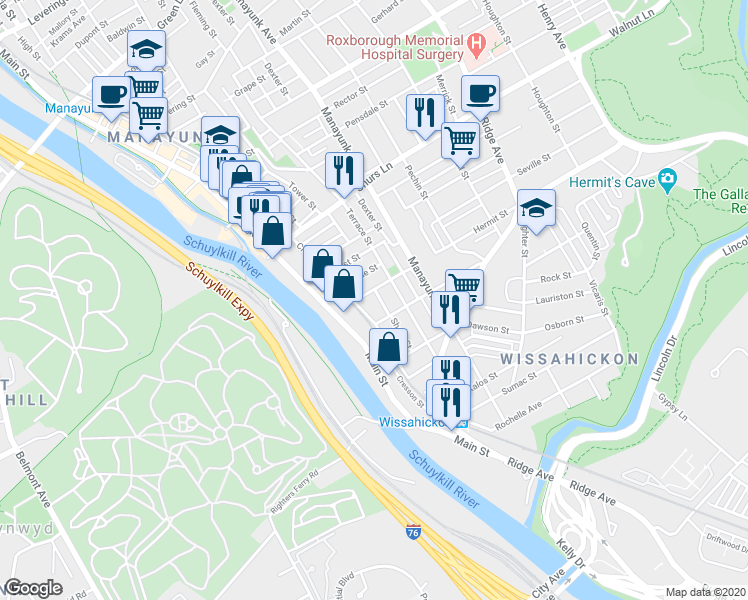 map of restaurants, bars, coffee shops, grocery stores, and more near 3822 Sharp Street in Philadelphia