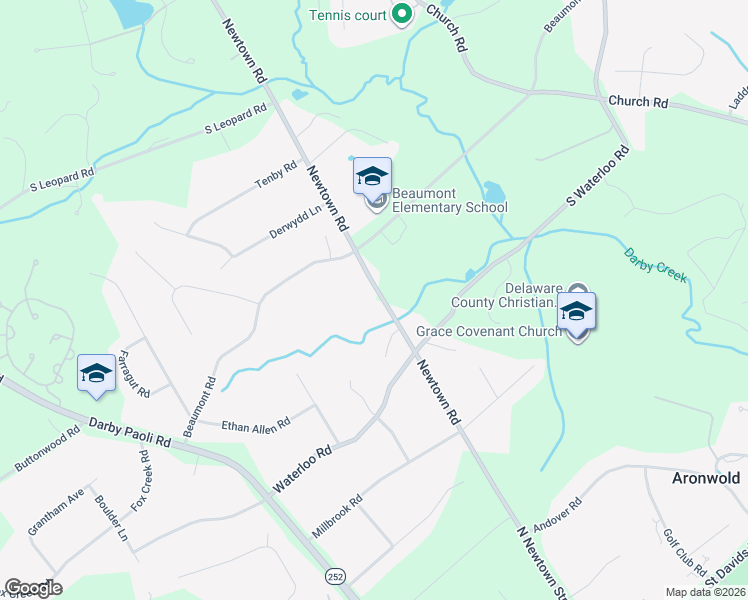 map of restaurants, bars, coffee shops, grocery stores, and more near 812 Newtown Road in Berwyn