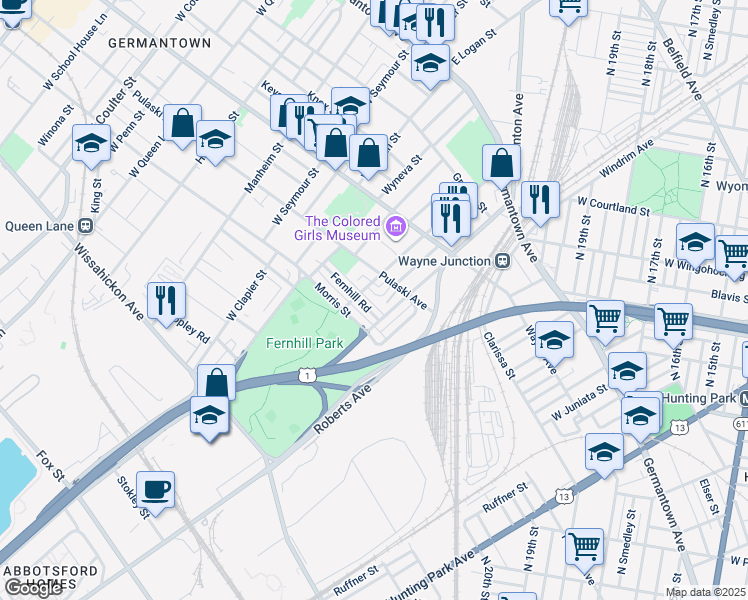map of restaurants, bars, coffee shops, grocery stores, and more near 336 Zeralda Street in Philadelphia