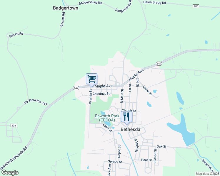 map of restaurants, bars, coffee shops, grocery stores, and more near 113 Maple Avenue in Bethesda