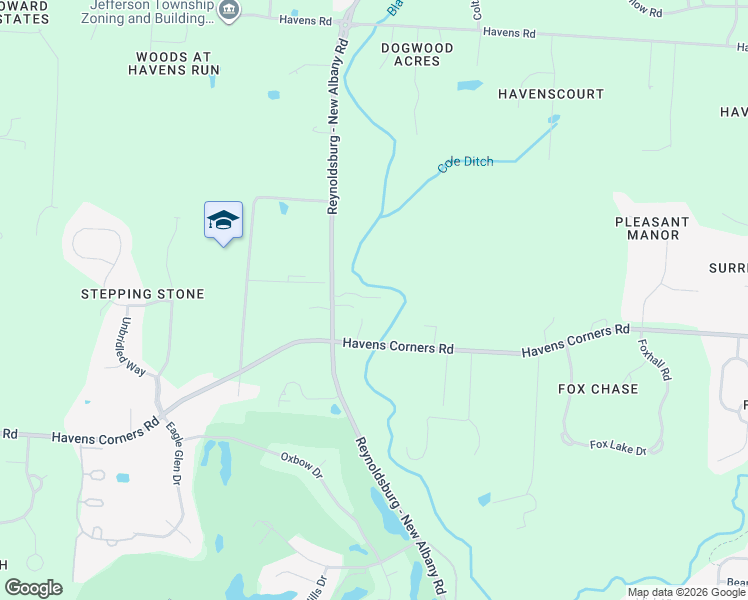 map of restaurants, bars, coffee shops, grocery stores, and more near 1874 Reynoldsburg - New Albany Road in Blacklick