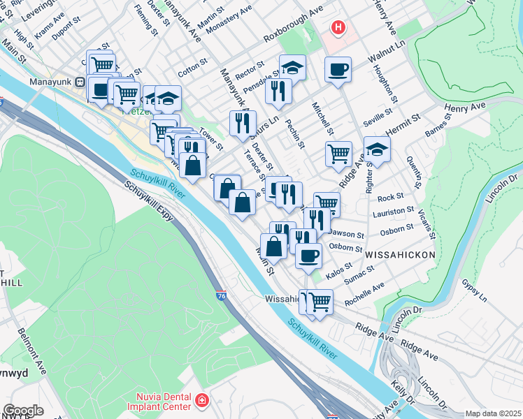 map of restaurants, bars, coffee shops, grocery stores, and more near 3832 Sharp Street in Philadelphia