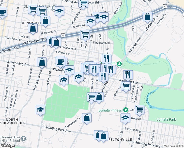 map of restaurants, bars, coffee shops, grocery stores, and more near 436 East Mentor Street in Philadelphia
