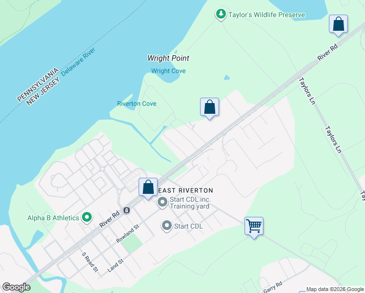 map of restaurants, bars, coffee shops, grocery stores, and more near 529 Kern Street in Cinnaminson