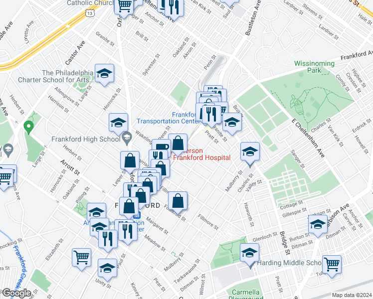 map of restaurants, bars, coffee shops, grocery stores, and more near in Philadelphia