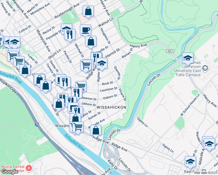 map of restaurants, bars, coffee shops, grocery stores, and more near 237 Lauriston Street in Philadelphia