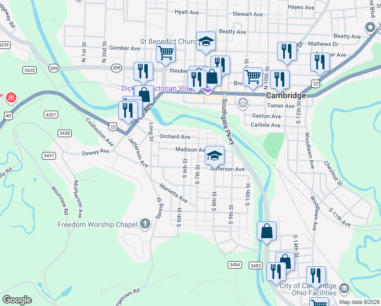 map of restaurants, bars, coffee shops, grocery stores, and more near 611 Madison Avenue in Cambridge