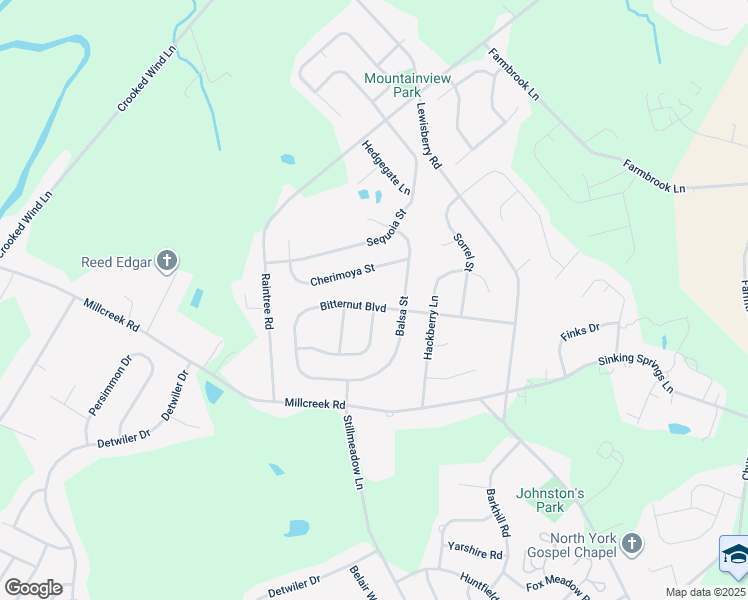 map of restaurants, bars, coffee shops, grocery stores, and more near 3263 Bitternut Boulevard in York