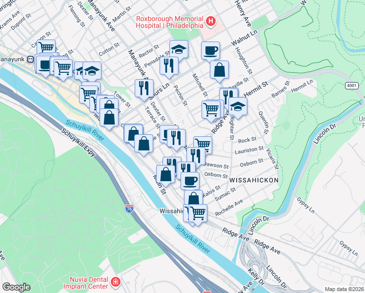 map of restaurants, bars, coffee shops, grocery stores, and more near in Philadelphia