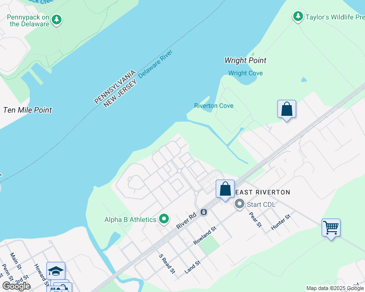 map of restaurants, bars, coffee shops, grocery stores, and more near 1912 Fela Drive in Cinnaminson