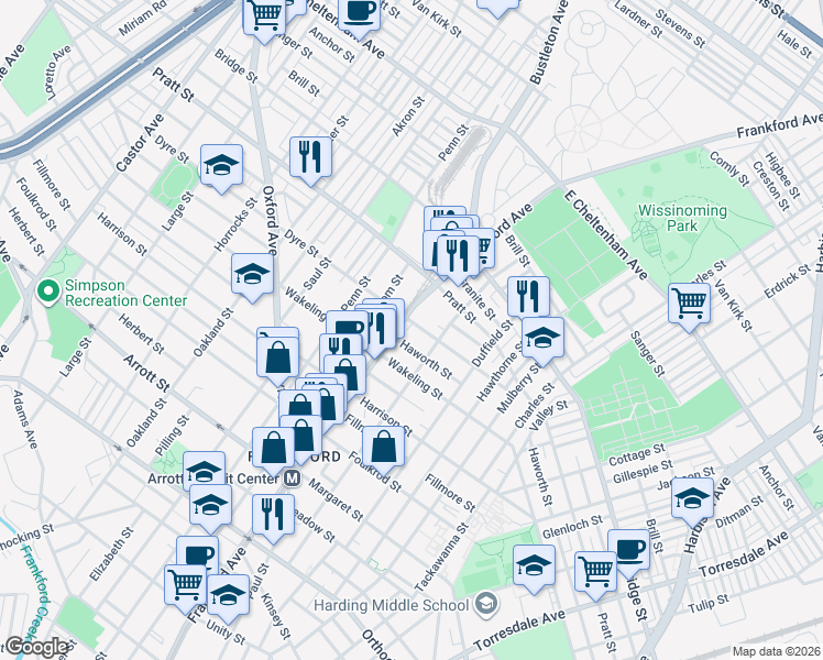 map of restaurants, bars, coffee shops, grocery stores, and more near in Philadelphia