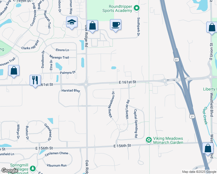 map of restaurants, bars, coffee shops, grocery stores, and more near 912 Silverheels Drive in Westfield