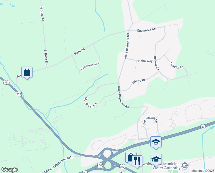 map of restaurants, bars, coffee shops, grocery stores, and more near in Chester County