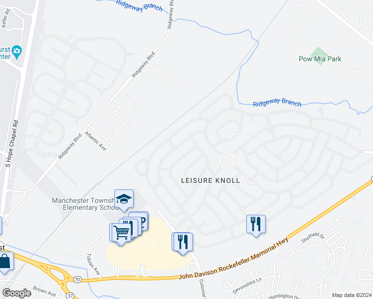 map of restaurants, bars, coffee shops, grocery stores, and more near 10 Greenwich Avenue in Manchester Township