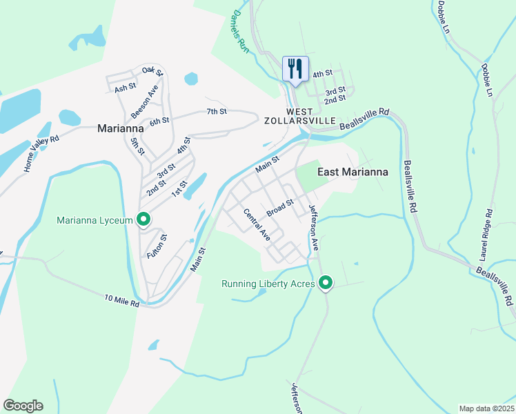 map of restaurants, bars, coffee shops, grocery stores, and more near 9 Rosewood Avenue in Marianna