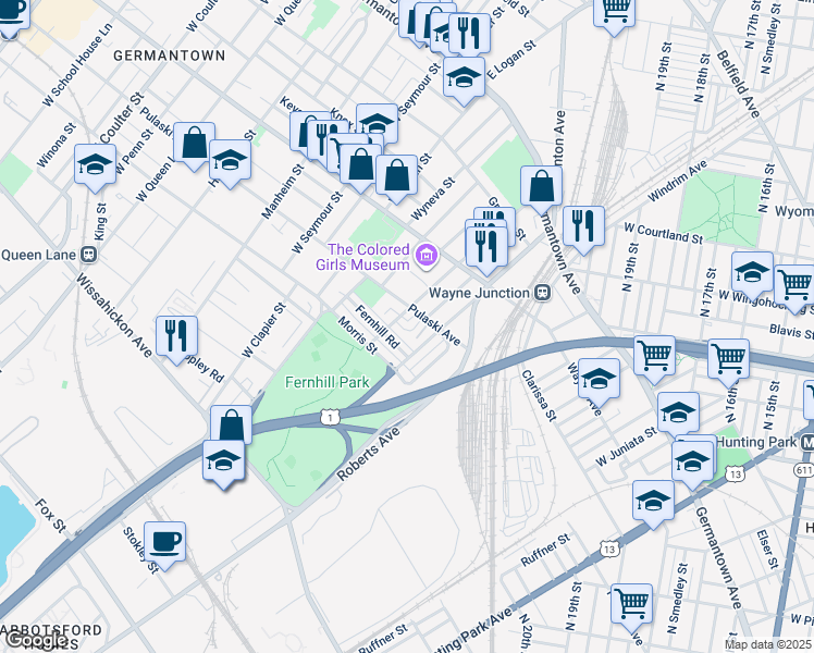 map of restaurants, bars, coffee shops, grocery stores, and more near 317 Zeralda Street in Philadelphia