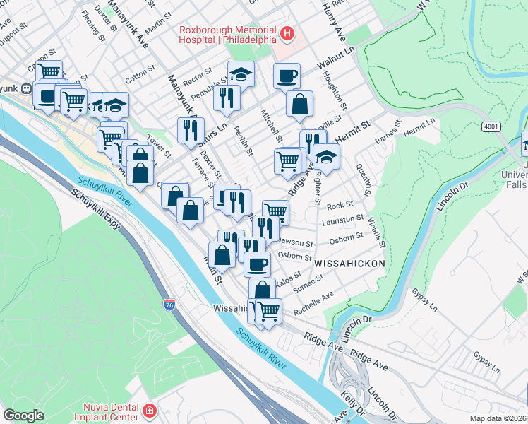 map of restaurants, bars, coffee shops, grocery stores, and more near in Philadelphia
