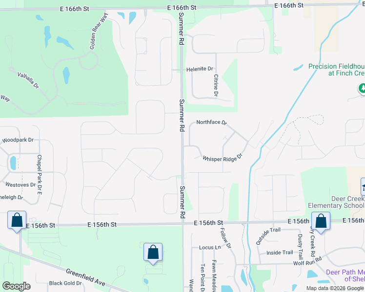 map of restaurants, bars, coffee shops, grocery stores, and more near 15975 Summer Road in Noblesville