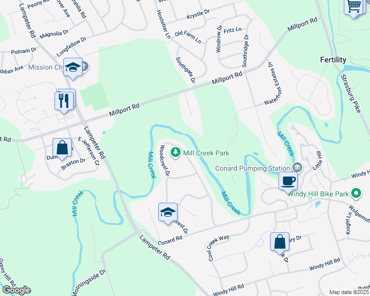 map of restaurants, bars, coffee shops, grocery stores, and more near 336 Woodcrest Drive in Lancaster