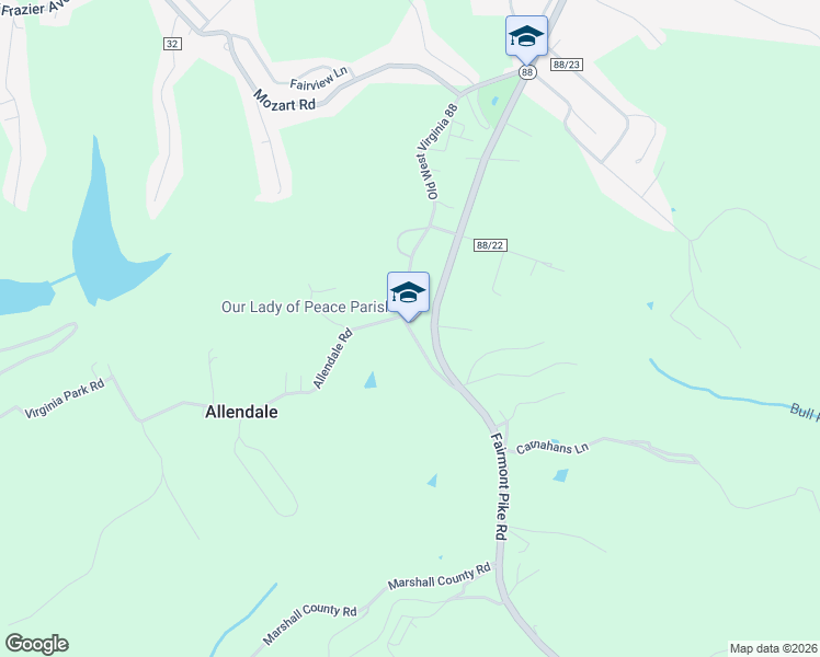 map of restaurants, bars, coffee shops, grocery stores, and more near 644 Old West Virginia 88 in Benwood