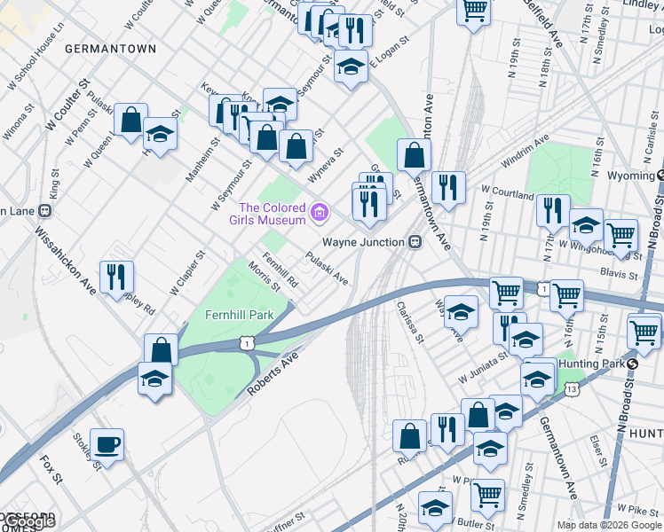 map of restaurants, bars, coffee shops, grocery stores, and more near 253 Berkley Street in Philadelphia