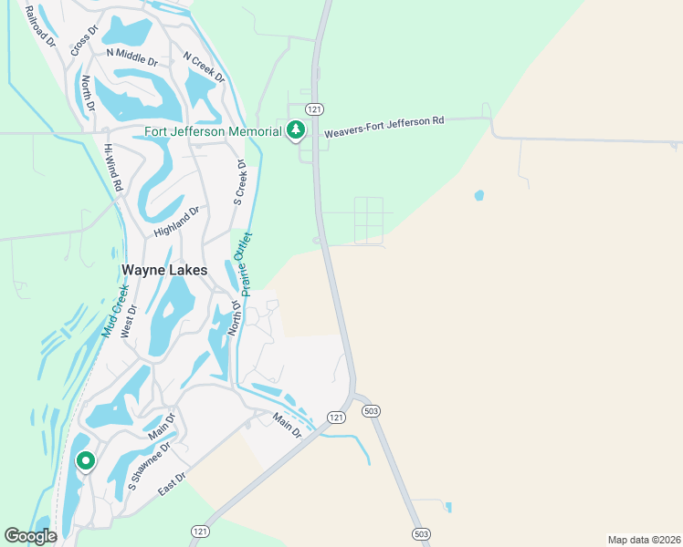 map of restaurants, bars, coffee shops, grocery stores, and more near 3657 Ohio 121 in Greenville