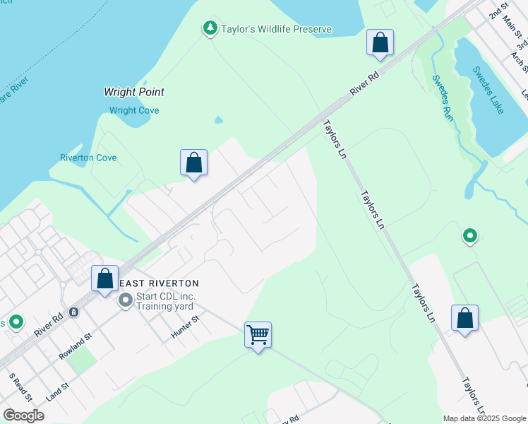 map of restaurants, bars, coffee shops, grocery stores, and more near 1001 Taylors Lane in Cinnaminson