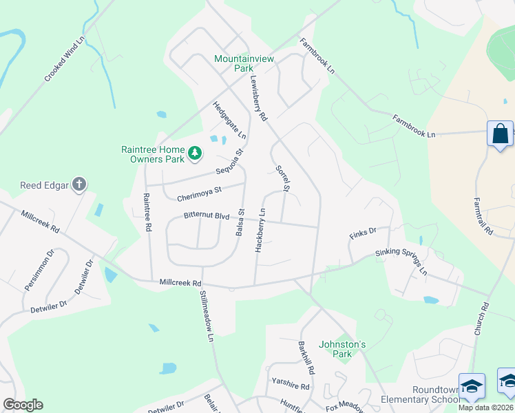map of restaurants, bars, coffee shops, grocery stores, and more near 3075 Balsa Street in York