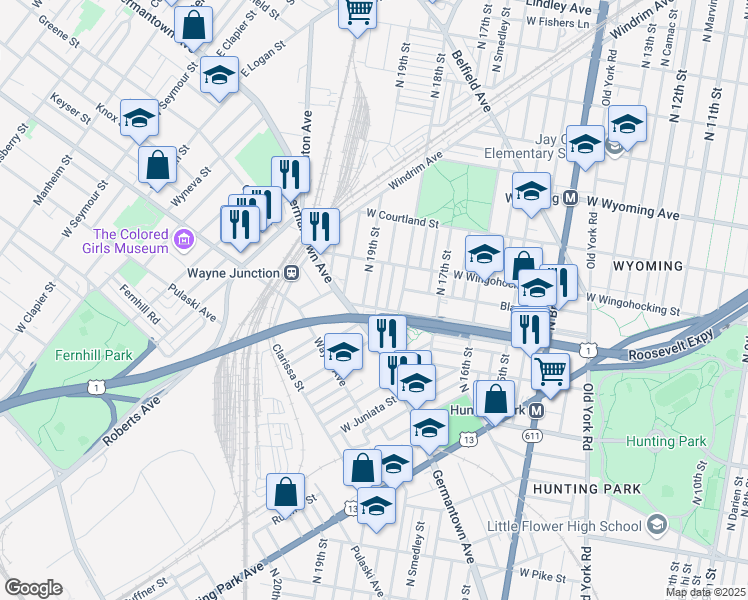 map of restaurants, bars, coffee shops, grocery stores, and more near 4408 North Gratz Street in Philadelphia