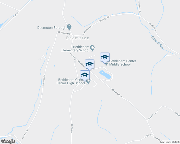 map of restaurants, bars, coffee shops, grocery stores, and more near 179 Crawford Road in Fredericktown