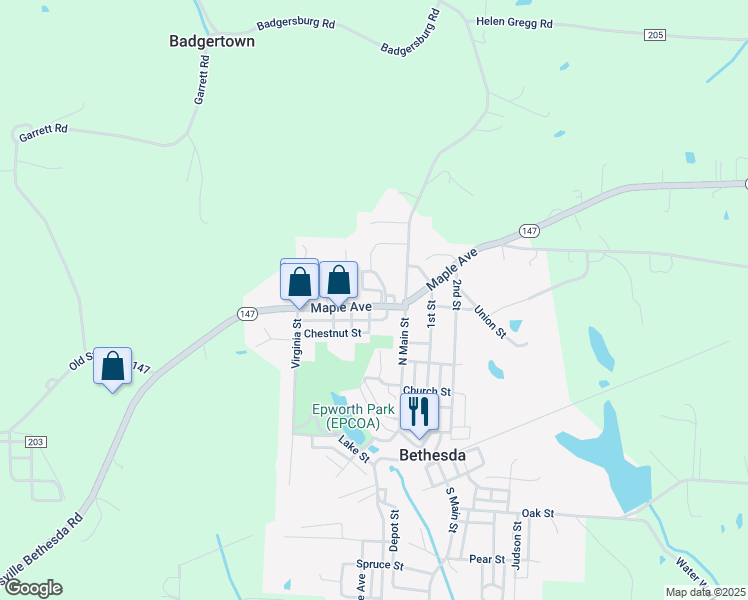map of restaurants, bars, coffee shops, grocery stores, and more near 113 Maple Avenue in Bethesda