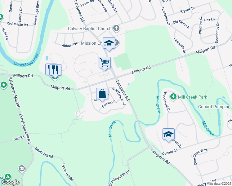 map of restaurants, bars, coffee shops, grocery stores, and more near 812 E Jefferson Ct in Lancaster