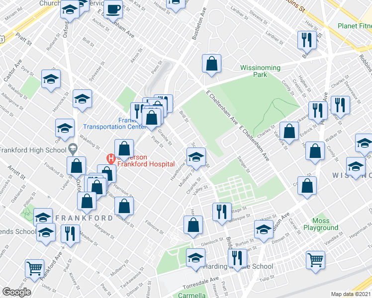 map of restaurants, bars, coffee shops, grocery stores, and more near in Philadelphia