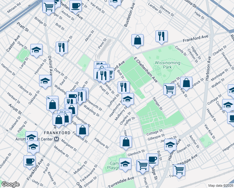 map of restaurants, bars, coffee shops, grocery stores, and more near in Philadelphia