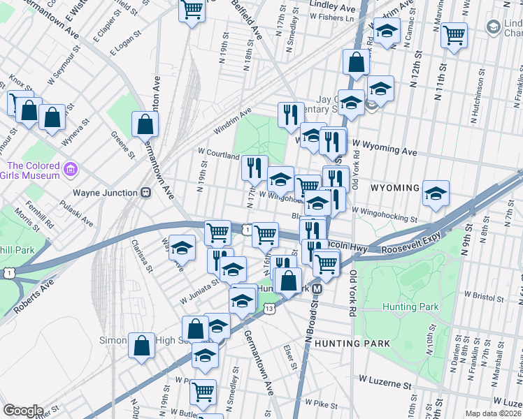 map of restaurants, bars, coffee shops, grocery stores, and more near 4434 North Chadwick Street in Philadelphia
