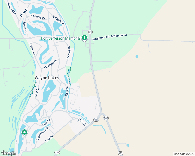 map of restaurants, bars, coffee shops, grocery stores, and more near 3657 Ohio 121 in Greenville