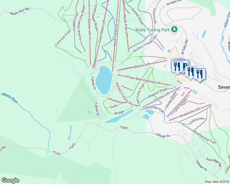 map of restaurants, bars, coffee shops, grocery stores, and more near 150 Lakeside Trail in Rockwood