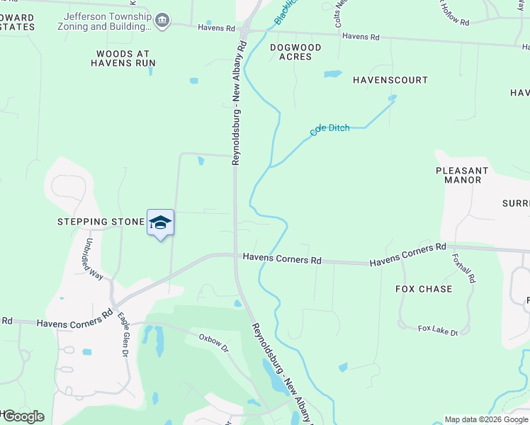 map of restaurants, bars, coffee shops, grocery stores, and more near 1874 Reynoldsburg - New Albany Road in Blacklick