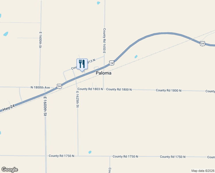map of restaurants, bars, coffee shops, grocery stores, and more near 1802 County Road 1800 North in Coatsburg