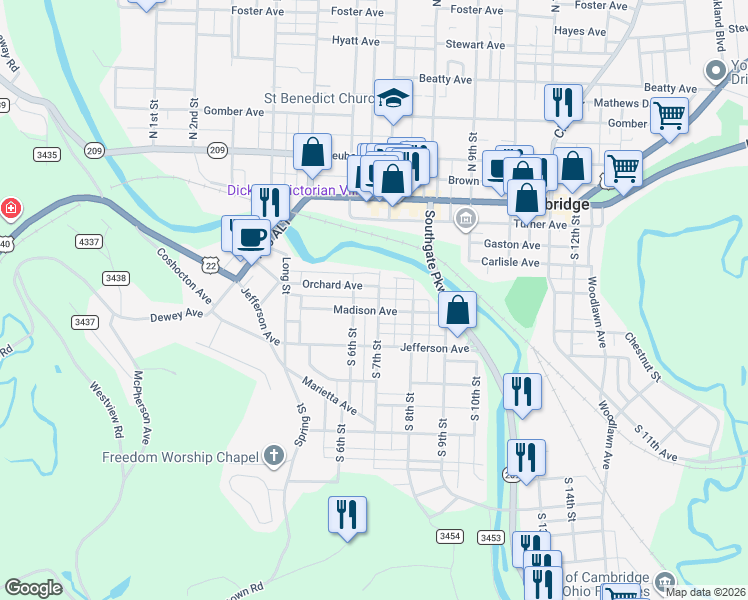 map of restaurants, bars, coffee shops, grocery stores, and more near 611 Madison Avenue in Cambridge