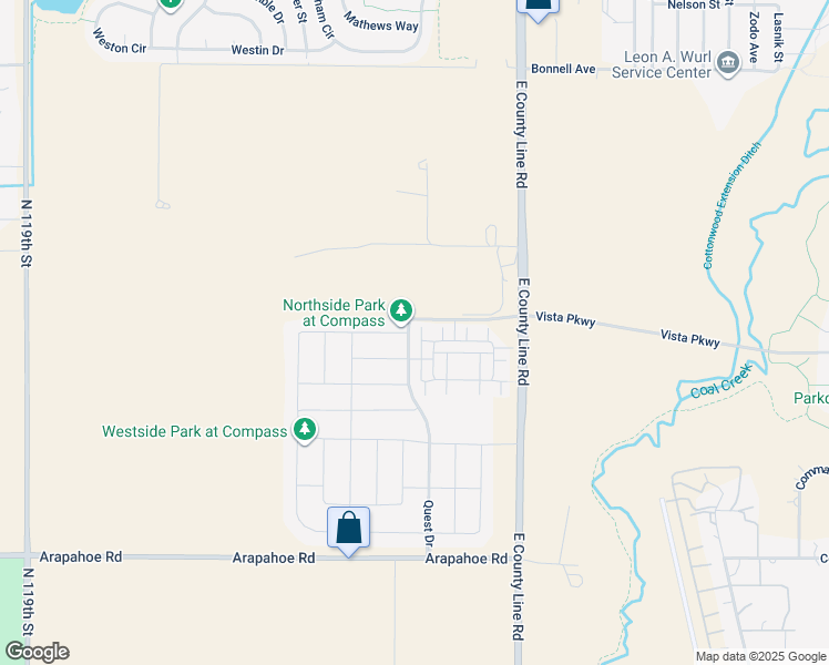 map of restaurants, bars, coffee shops, grocery stores, and more near 1558 Quest Drive in Erie