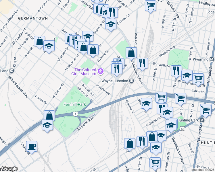 map of restaurants, bars, coffee shops, grocery stores, and more near 253 Berkley Street in Philadelphia