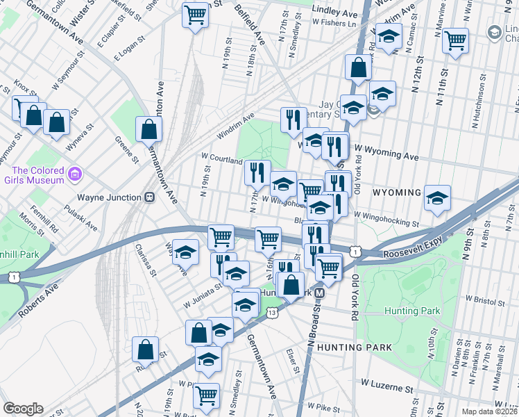 map of restaurants, bars, coffee shops, grocery stores, and more near 4434 North Chadwick Street in Philadelphia
