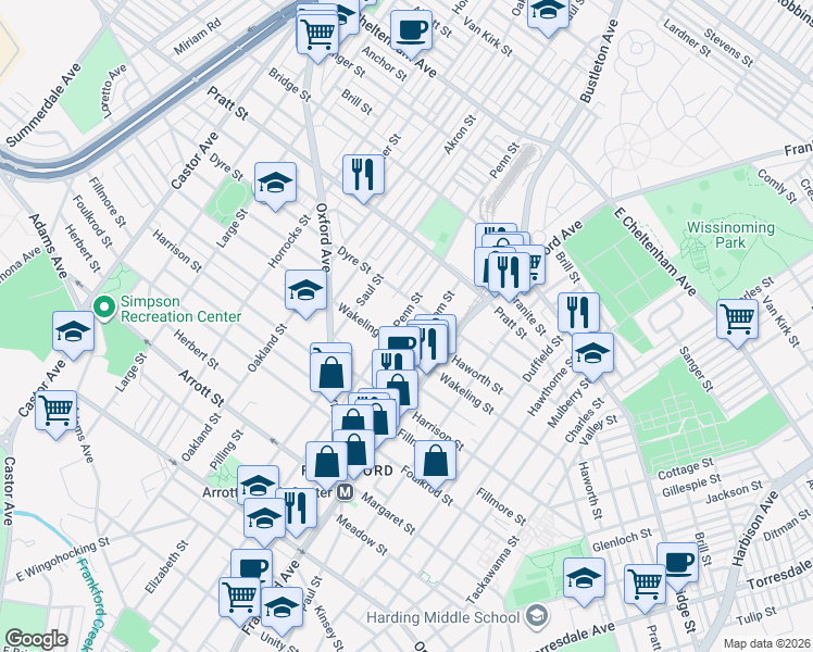 map of restaurants, bars, coffee shops, grocery stores, and more near 5024 Griscom Street in Philadelphia